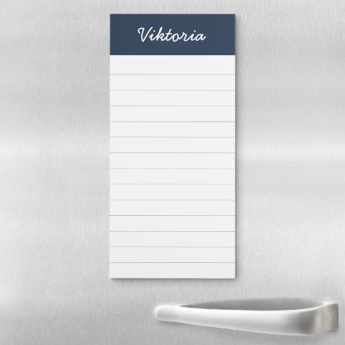 Modern Navy Blue Script Name Grocery List Magnetic Notepad