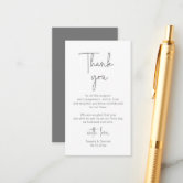Modern Dark Grey Script, Wedding Thank you Enclosure Card