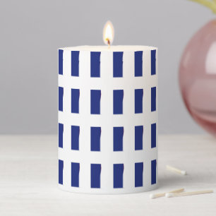 Modern Navy Blue Shapes Seamless Pillar Candle