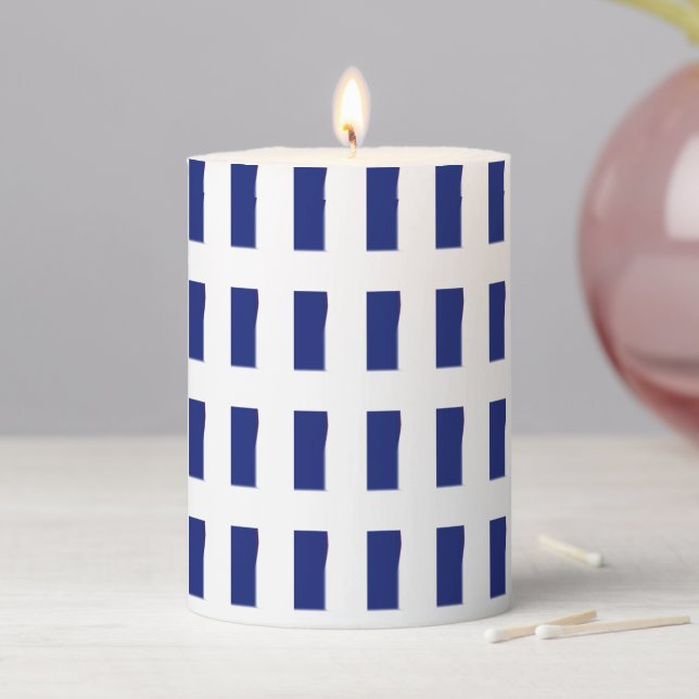 Modern Navy Blue Shapes Seamless Pillar Candle (In Situ)