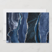 Modern Navy Blue Silver Agate Save the Date Card (Back)