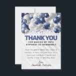 Modern Navy Blue Silver Balloon Glitter Birthday Thank You Card<br><div class="desc">Modern Glam Navy Blue Silver Balloon Glitter Sparkle Any Age Thank You Birthday Card</div>