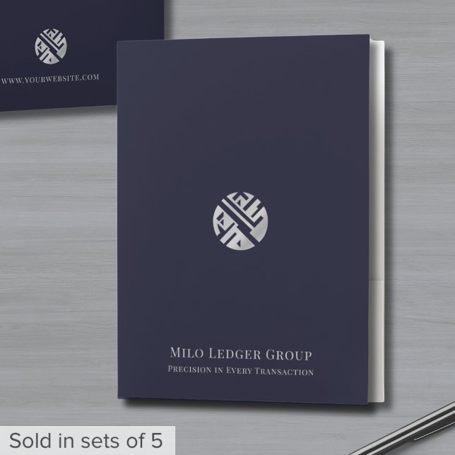 Modern Navy Blue Silver Logo Presentation Folder (Creator Uploaded)