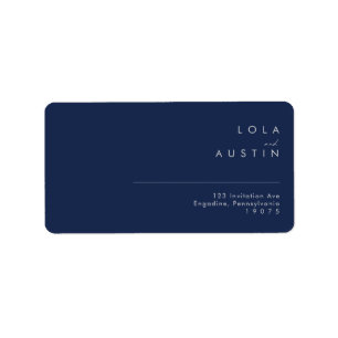 Modern Navy Blue Silver Wedding RSVP Address Label
