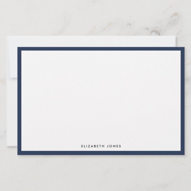 Modern Navy Blue Simple Border Budget Note Card (Front)