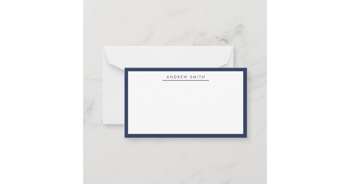 Modern Navy Blue Simple Line Classic Minimalist Note Card | Zazzle