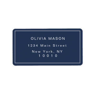 Modern Navy Blue Simple Return Address Label