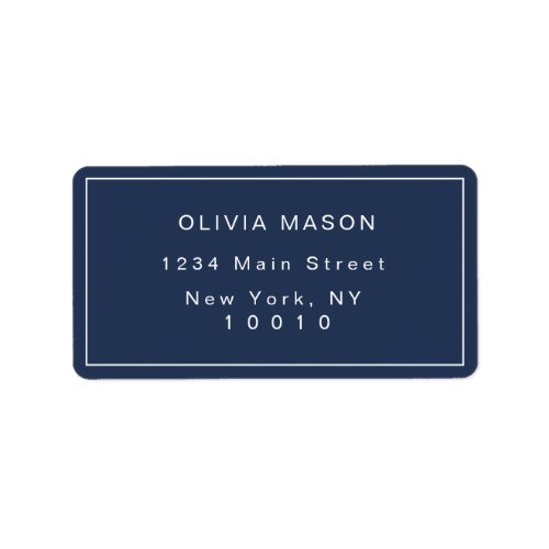 Modern Navy Blue Simple Return Address Label