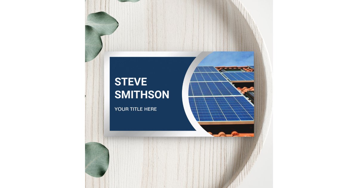 Modern Navy Blue Steel Rooftop Solar Panels Business Card | Zazzle