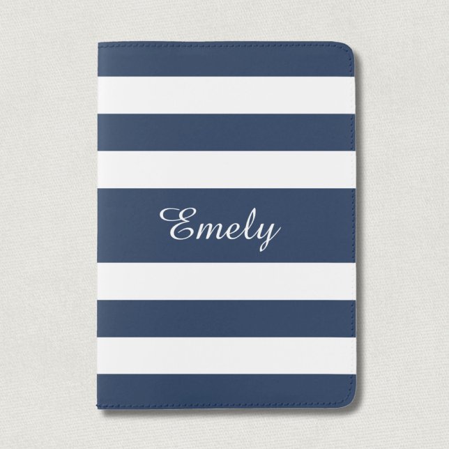 Modern Navy Blue Stripes Passport Holder (Modern Navy blue Stripes Passport Holder)