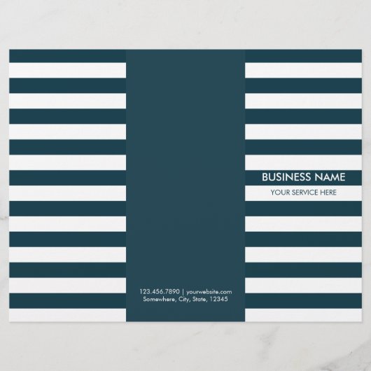 Modern Navy Blue Stripes Tri-Fold Brochures (Front)