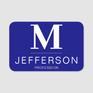 Modern Navy Blue Stylish Business Branding Name Tag