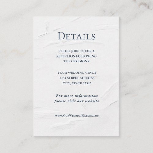 Modern Navy Blue Text on Grey Simple Wedding Enclosure Card