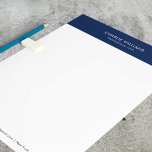 Modern Navy Blue Thank You After Job Interview Letterhead<br><div class="desc">Modern navy blue color block professional letterhead template for an after-job interview thank you letter; personalized with your name and contact information at the bottom. Pre-fill it online or handwrite it and send a physical note to your interviewer that will set you apart from the competition by showing gratitude for...</div>