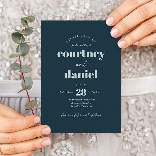 Modern Navy Blue Trendy Mix Match Wedding Invitation