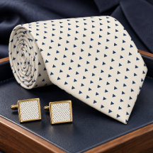 Modern Navy Blue Triangles on Creamy Beige Pattern