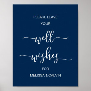 Modern Navy Blue Typeface, Wedding Well Wishes Poster
