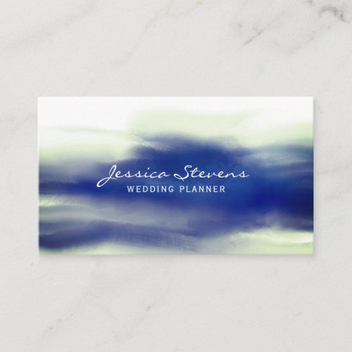 Modern Navy Blue Watercolor Abstract Background Business Card