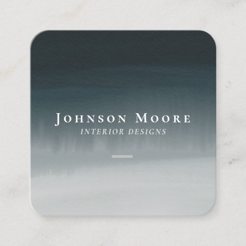 Modern Navy Blue Watercolor Abstract Square Business Card