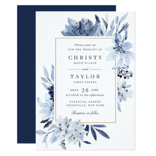 Navy Blue Wedding Invitations Zazzle