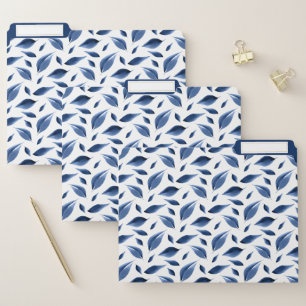 Modern Navy Blue Watercolor Leaves Pattern File Folder
