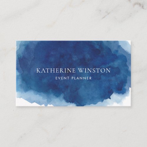 Modern Navy Blue Watercolor Splash Background Business Card