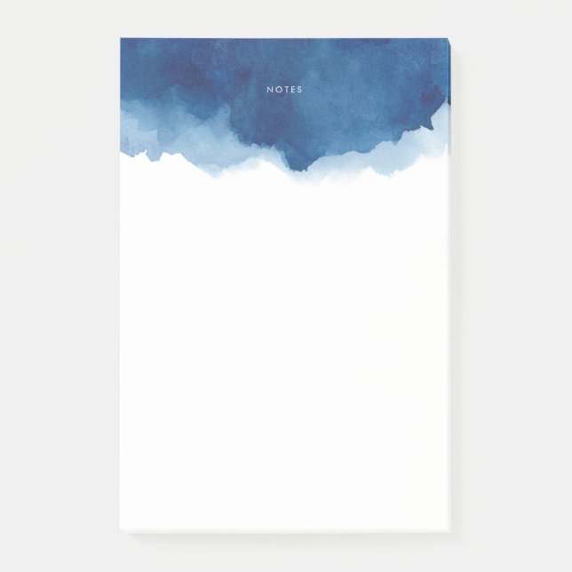 Modern Navy Blue Watercolor Splash Personalized Post-it Notes (Front)