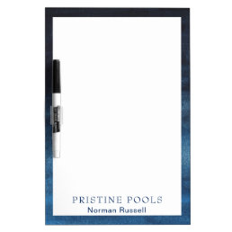 Modern Navy Blue Watercolor Wash Border Business Dry Erase Board