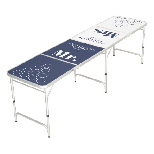 Modern Navy Blue Wedding Beer Pong Table