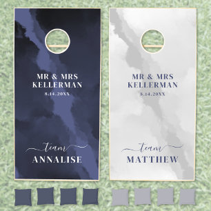 Modern Navy Blue Wedding Cornhole Set