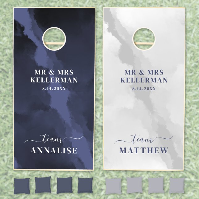 Modern Navy Blue Wedding Cornhole Set (Modern Navy Blue Wedding Cornhole Set)