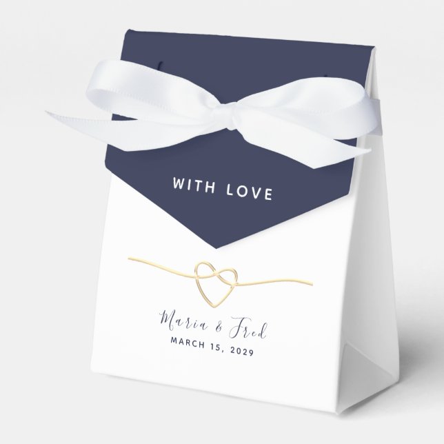 Modern Navy Blue Wedding Favor Box (Front Side)