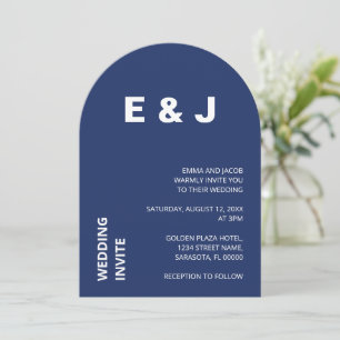 Modern Navy Blue Wedding Invitation