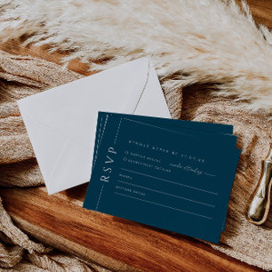 Modern Navy Blue Wedding Invite RSVP Reply Card