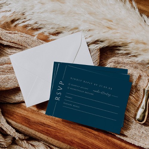 Modern Navy Blue Wedding Invite RSVP Reply Card