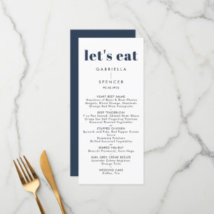 Modern Navy Blue Wedding Menu