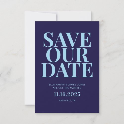 Modern Navy Blue Wedding Minimalist Save Our Date Save The Date