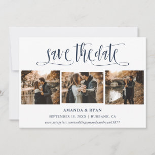 Modern Navy Blue Wedding Photo Save The Date
