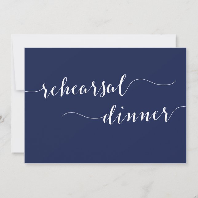 Modern Navy Blue Wedding Rehearsal Dinner Invitation (Front)