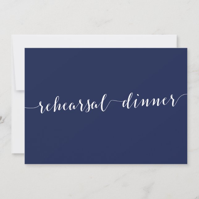 Modern Navy Blue Wedding Rehearsal Invitations (Front)