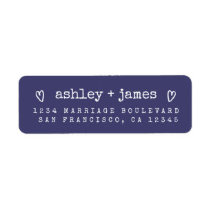Modern Navy Blue Wedding Return Address Label