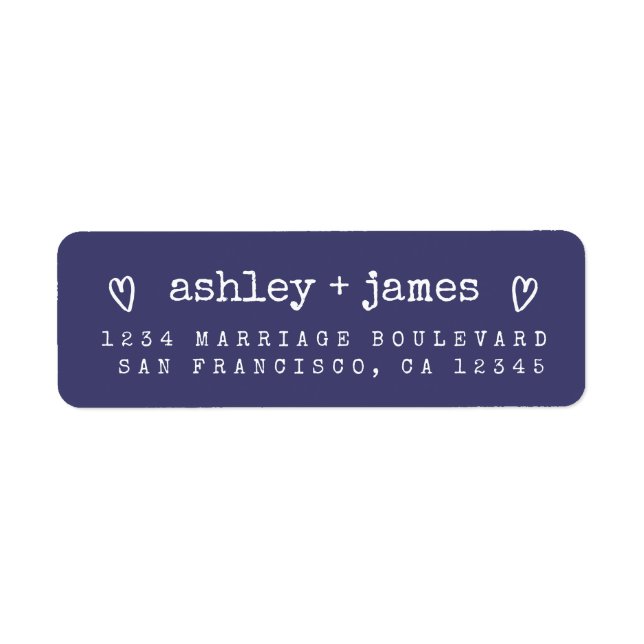 Modern Navy Blue Wedding Return Address Label (Front)
