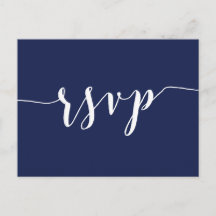 Modern Navy Blue Wedding RSVP Postcards