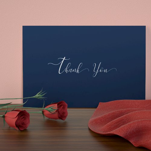 Modern Navy Blue Wedding  Thank You Card