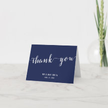 Modern Navy Blue Wedding Thank You Cards