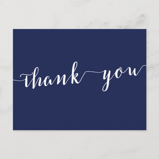 Modern Navy Blue Wedding Thank You Postcards (Front)