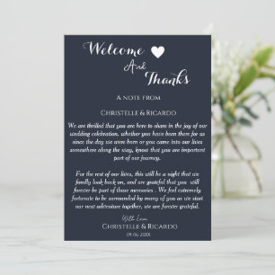Modern navy blue welcome and thank you wedding