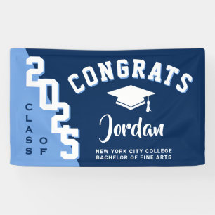 Modern Navy Blue White 2026 Graduation Party Banner
