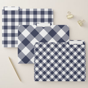 Modern Navy Blue White Buffalo Check Pattern File Folder
