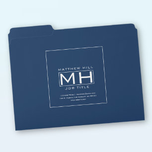 Modern Navy Blue & White Business Professional File Folder